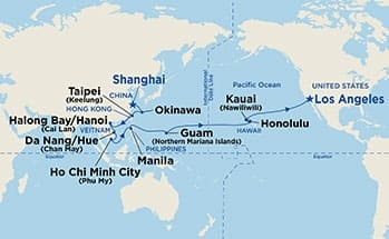 为期60天的环北太平洋航次将带领宾客探访21个精彩纷呈的港口和目的地